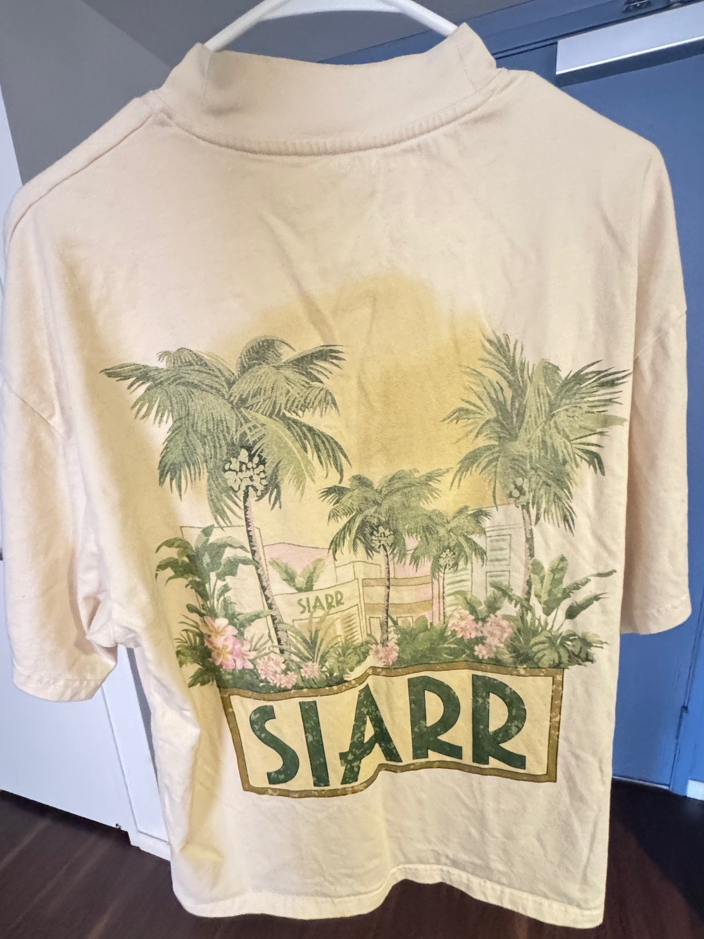 London Fog Yellow Palm Tree Graphic Short Sleeve Tee